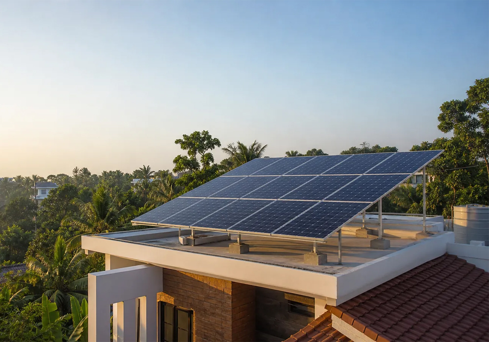 Solar installers at work on a house roof (sample image)
